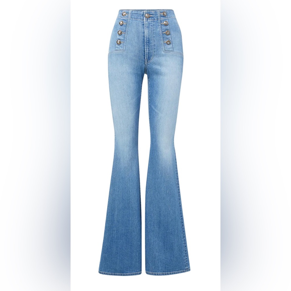 Veronica Beard Sheridan bell bottom Jean with sailor buttons NWT - Picture 4 of 13